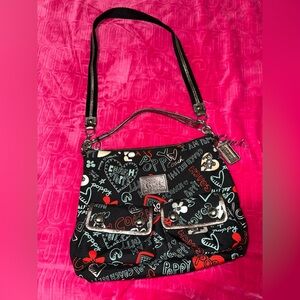 Coach Poppy Black And Red Graphic Crossbody